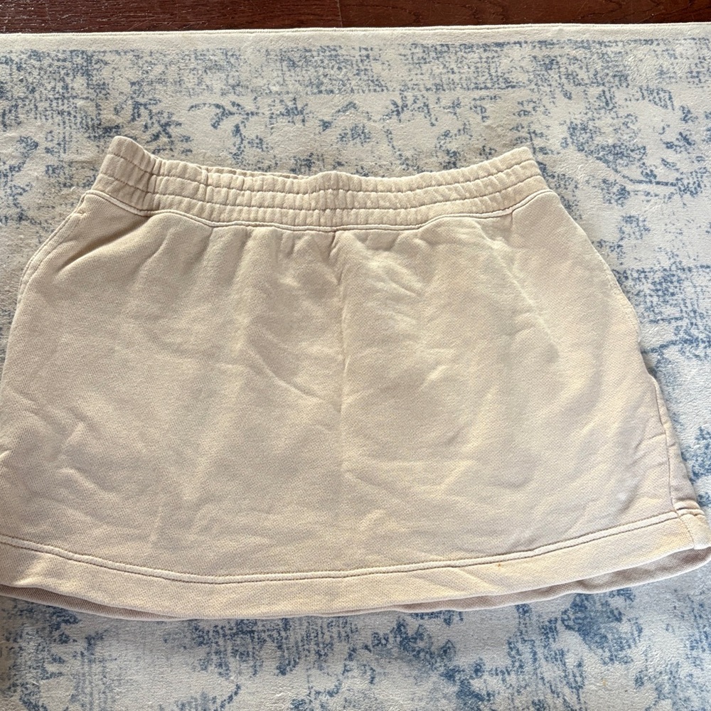 aerie Cream Elastic-Waist Mini Skirt